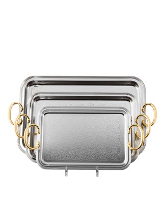 Metal tray set of 3 pieces in different sizes with high-quality metal with 3 pieces to welcome and add beauty and a touch to the presentation - pzsku/Z2927FD18581346C0D2BDZ/45/1748683176/ee3af2d1-9165-4aff-98fb-e0774358cc8a
