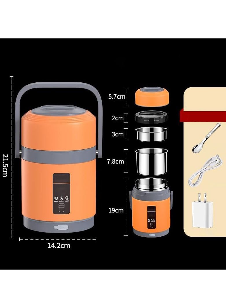 1.6 لتر USB صندوق غداء كهربائي للتدفئة المحمولة من الفولاذ المقاوم للصدأ (أبيض) - Image 4