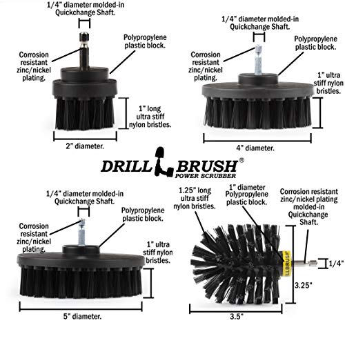 Drillbrush BBQ Grill Cleaning Kit - Safe Nylon Grill Brush | Drill Brush Set - Ultra Stiff Power Scrubber Attachments for Loose Paint, De-Scaling Rust and Graffiti Removal on Stone, Brick and Masonry - Image 5