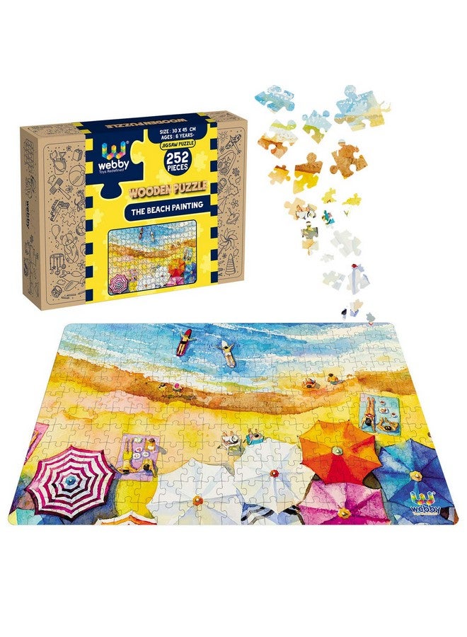 Webby Kids The Beach Painting Wooden Jigsaw Puzzle, 252 Pieces - Image 1