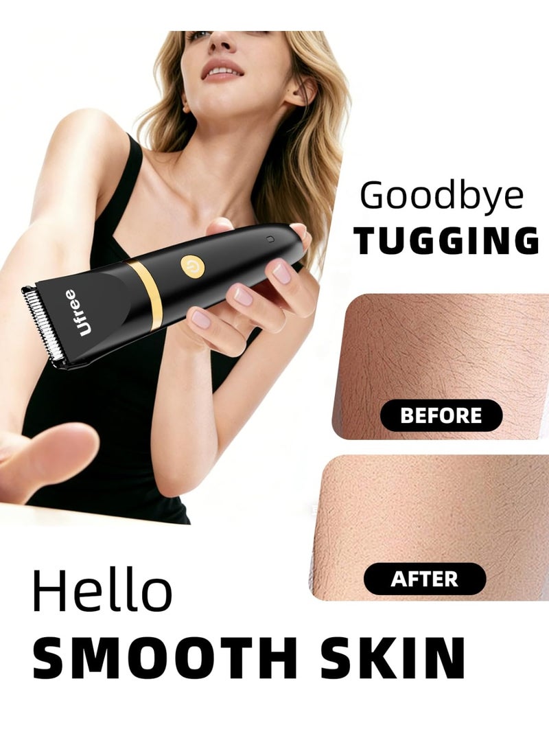 يو فري Ufree Body Hair Trimmer for Women, Manscape Pubic Hair Trimmer, 3 in 1 Body Grooming Kit for Lady, Waterproof Body Electric Shaver Razor, Grooming for Face and Body, Gifts for Women, Black - Image 4