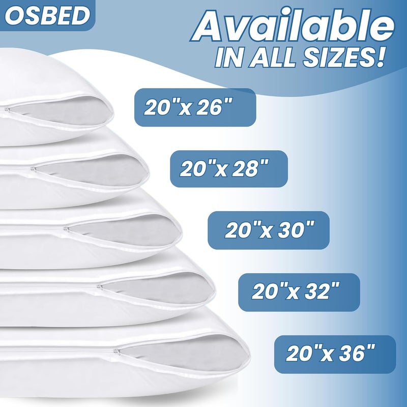 OSBED 100% Waterproof Pillow Protectors - Pack of 6 Bed Bug & Dust Proof Polyester Pillowcases (20" X 36") - Image 3