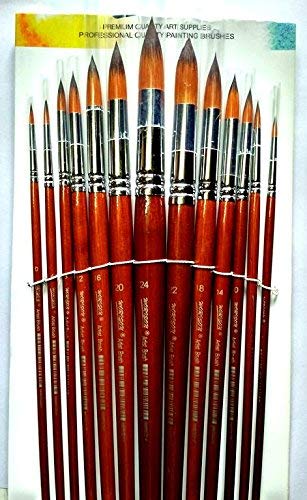 SCHUBERT Long Handle Synthetic Round Pointed Tip Artist Paint Brushes - 13 Piece Set - Image 5