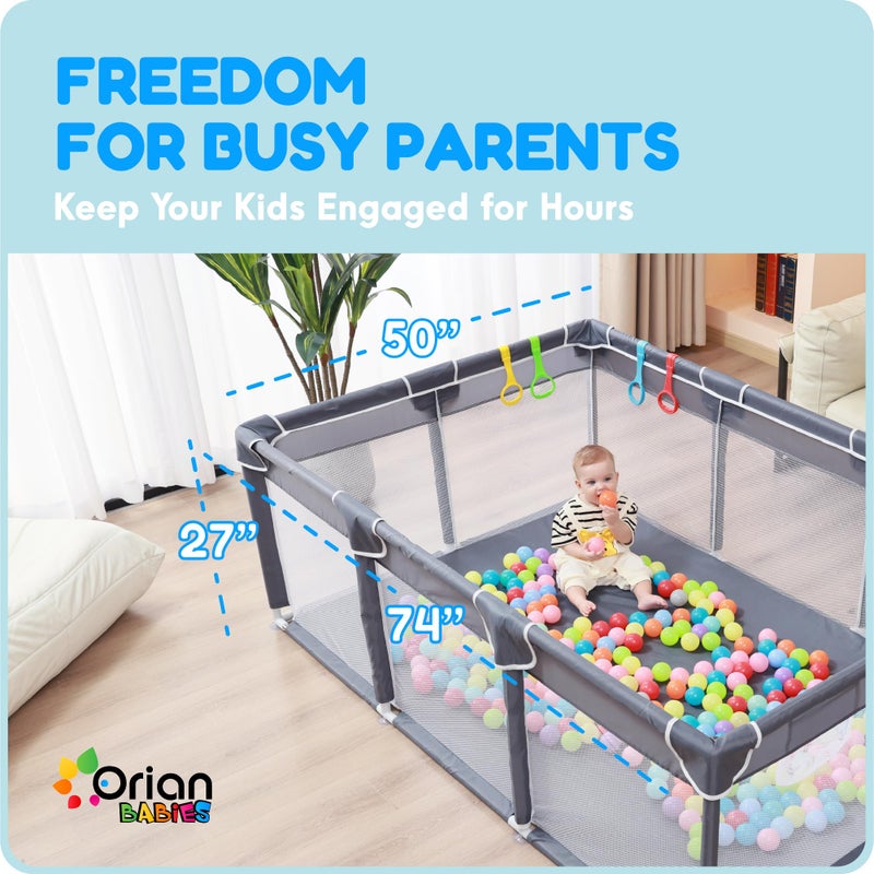 Orian Playpen 50x74 Large Play Yard for Babies and Toddlers, Indoor Outdoor Playpen, Sturdy Baby Play Pen with Mesh Sides, Safe Baby Fence Play Area, Assembly Required/Not Portable, with Storage Bag - Image 5