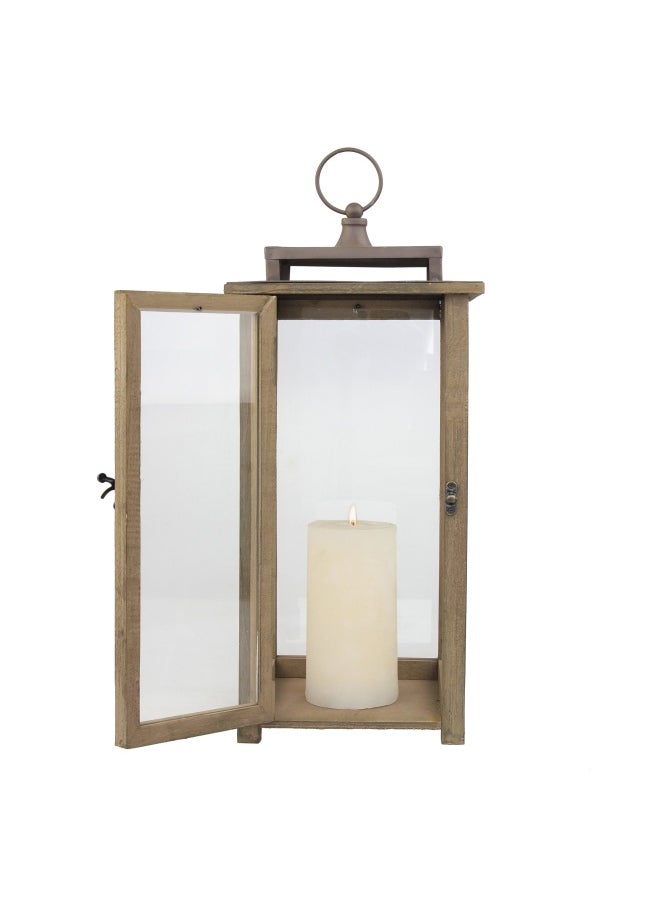 Stonebriar 18 Inch Rustic Wooden Candle Hurricane Lantern For Table Top Mantle Wall Hanging Or Garden Display Indoor And Outdoor Use Extra Large  - Image 3