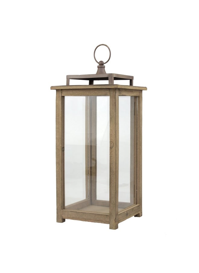Stonebriar 18 Inch Rustic Wooden Candle Hurricane Lantern For Table Top Mantle Wall Hanging Or Garden Display Indoor And Outdoor Use Extra Large  - Image 4