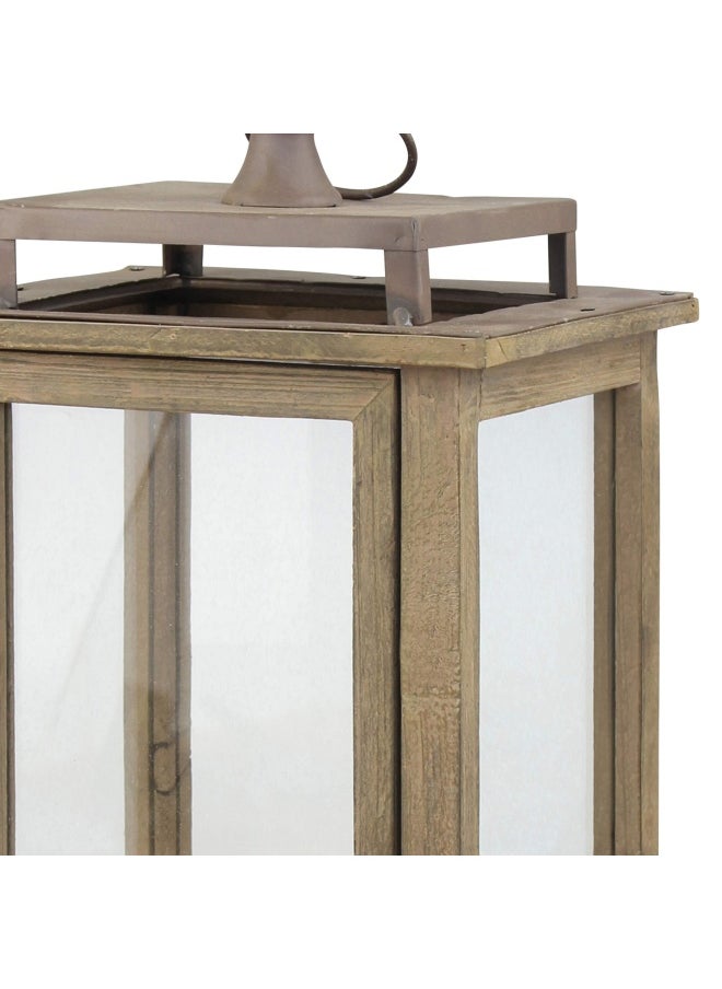 Stonebriar 18 Inch Rustic Wooden Candle Hurricane Lantern For Table Top Mantle Wall Hanging Or Garden Display Indoor And Outdoor Use Extra Large  - Image 5