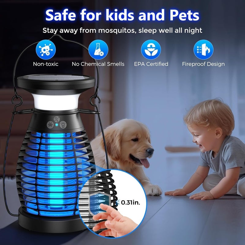 YHRY Solar Mosquito Killer Indoor Outdoor Waterproof,Bug Zapper Outdoor,LED Rechargeable High Powered Electric Mosquito Killer for Patio, Backyard, Camping, Home, Kitchen, Up to 2100 Sq Ft Coverage - Image 2