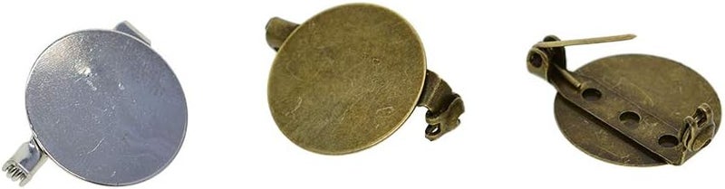 klarako 50Pcs Copper Brooch Clasps Pin Disk Base Bezel Blank Cabochon Trays Pad Backs Fit 20mm Cabochons for Badge, Corsage, Name Tags, Jewelry Making Crafts Mixed, as described - Image 1