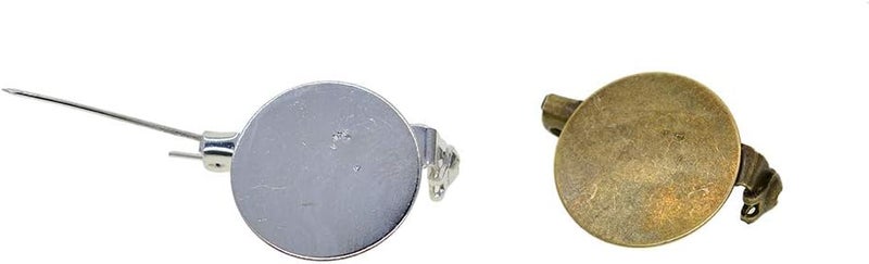 klarako 50Pcs Copper Brooch Clasps Pin Disk Base Bezel Blank Cabochon Trays Pad Backs Fit 20mm Cabochons for Badge, Corsage, Name Tags, Jewelry Making Crafts Mixed, as described - Image 3