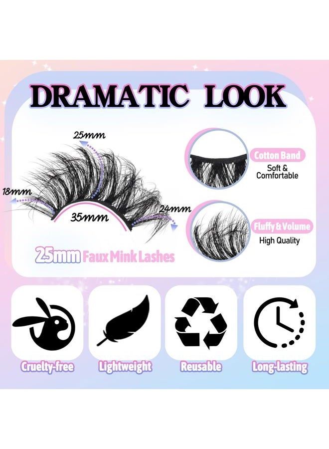 Losha 25mm Lashes Big Fluffy False Eyelashes 3D Dramatic Long Volume Faux Mink Lashes Pack 4 Pairs - Image 3