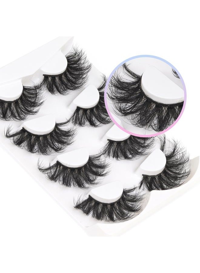 Losha 25mm Lashes Big Fluffy False Eyelashes 3D Dramatic Long Volume Faux Mink Lashes Pack 4 Pairs - Image 5