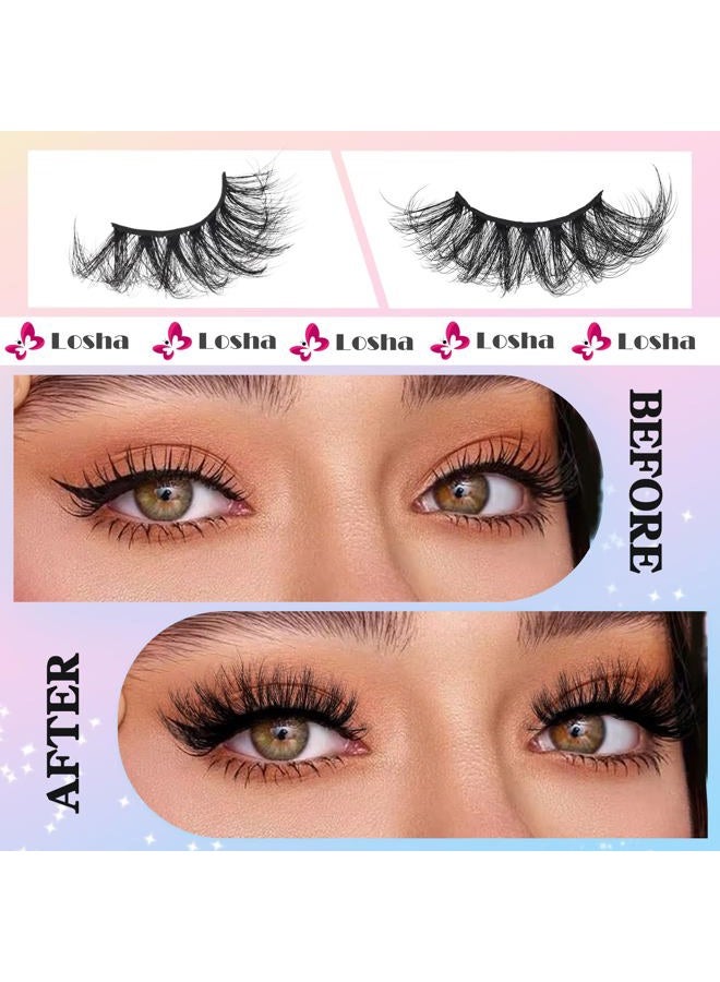 Losha 25mm Lashes Big Fluffy False Eyelashes 3D Dramatic Long Volume Faux Mink Lashes Pack 4 Pairs - Image 2