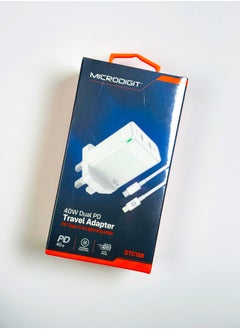40W Dual PD Travel Adapter with PD Type-C to Lightning Cable, Intelligent Safety Chip, Quick Charger