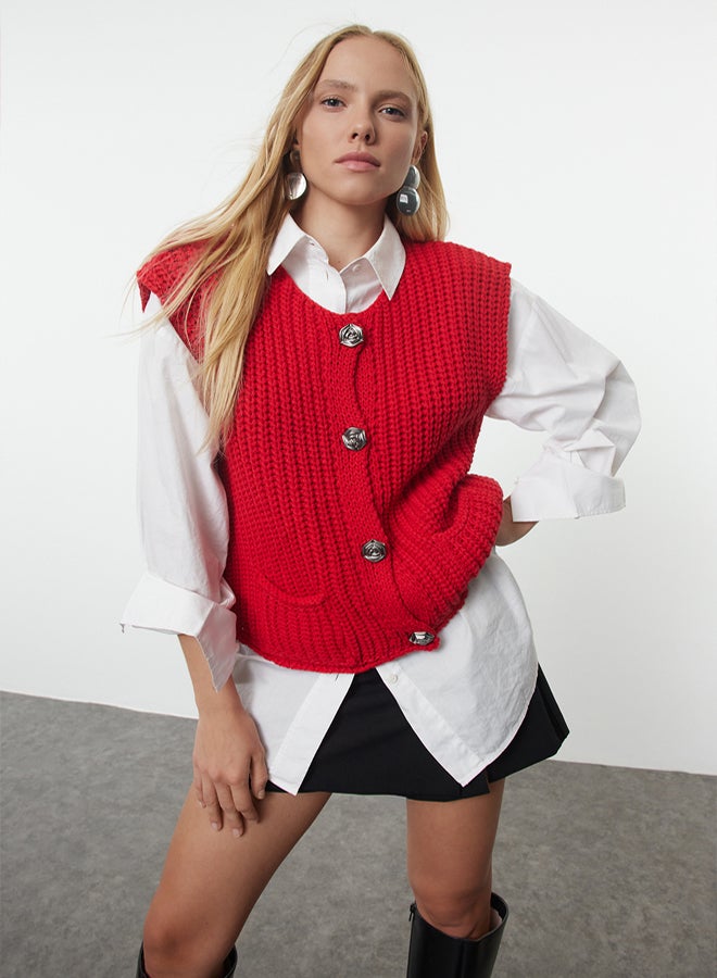 trendyol Red Crew Neck Fitted Vest TWOAW25YE00027 - Image 1