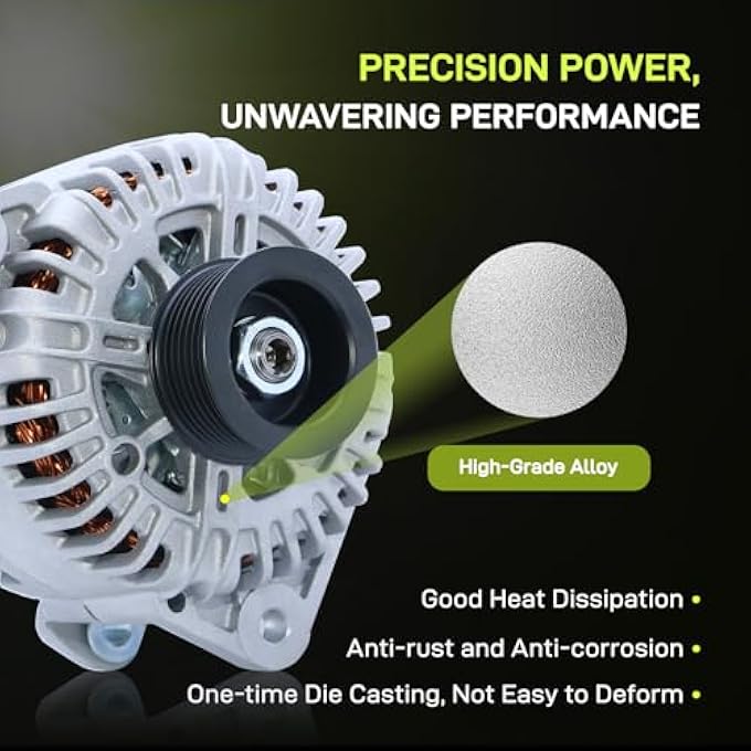 EnTurbo 11256N New Alternator Fit for 2007-2019 Nissan Armada Frontier Pathfinder Titan Xterra, 2008-2010 Infiniti QX56, 2009-2012 Equator, 12V 130A 7-Groove Pulley 11256 23100-ZH00A 23100-ZH00B TG15C113 - Image 2