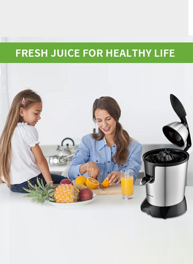 sokany Electric Citrus Juicer with High Juice Yield,Citrus Juicer Squeezer with Two Interchangeable Cones, Suitable for Orange, Lemon and Grapefruit, Brushed Stainless Steel, Easy to Clean and Use (Black+Silver)  - Image 5