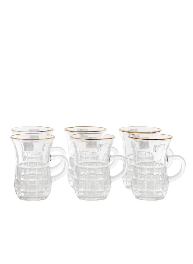 Alsaif Teapots With Glass Handle Golden Line 6 Pieces Clear - Image 1