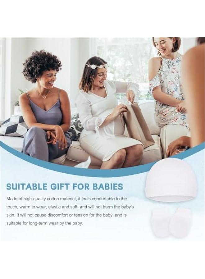 HOOKOR Cotton Baby Hats and Mittens Set Unisex, Toddler No Scratch Mittens and Beanie Cap Infant Newborn Hospital Hat - Image 5