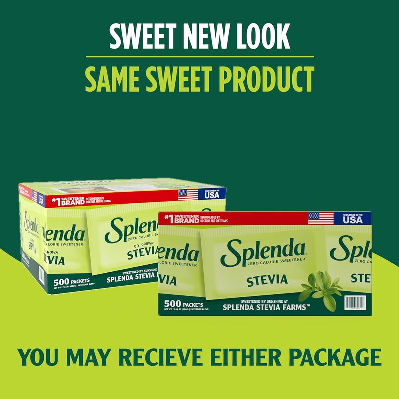 SPLENDA Stevia Zero Calorie Sweetener - Plant Based Sugar Substitute Granulated Powder, 500 Packets - Image 2