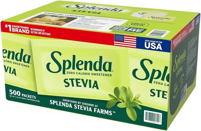 SPLENDA Stevia Zero Calorie Sweetener - Plant Based Sugar Substitute Granulated Powder, 500 Packets - Image 1