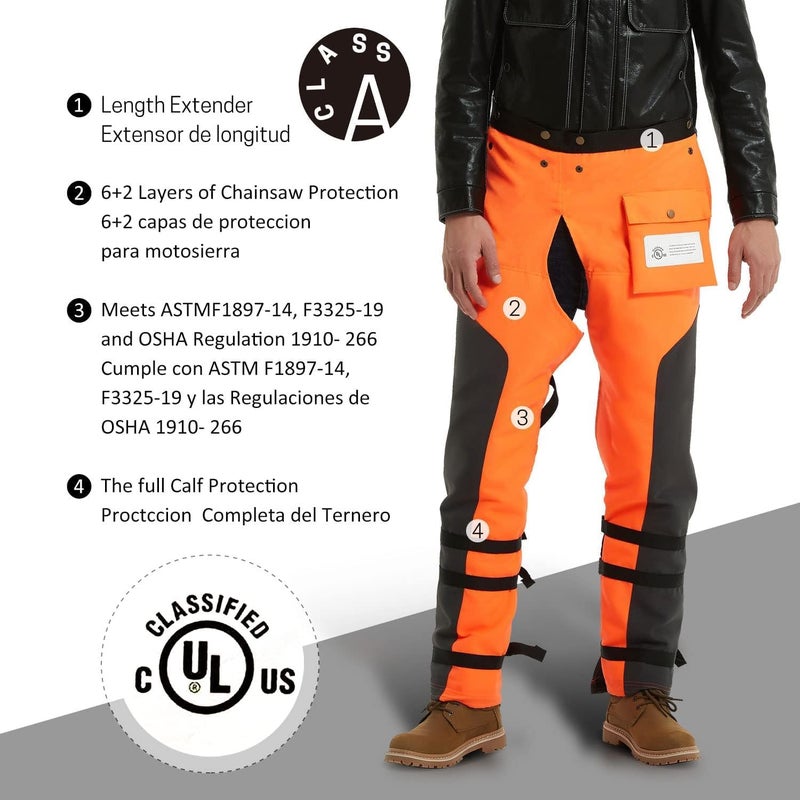 ZELARMAN Chainsaw Chaps 8-layer Protective Apron Wrap Adjustable Chainsaw Pants/Chap for Loggers Forest Workers Class A - Image 2