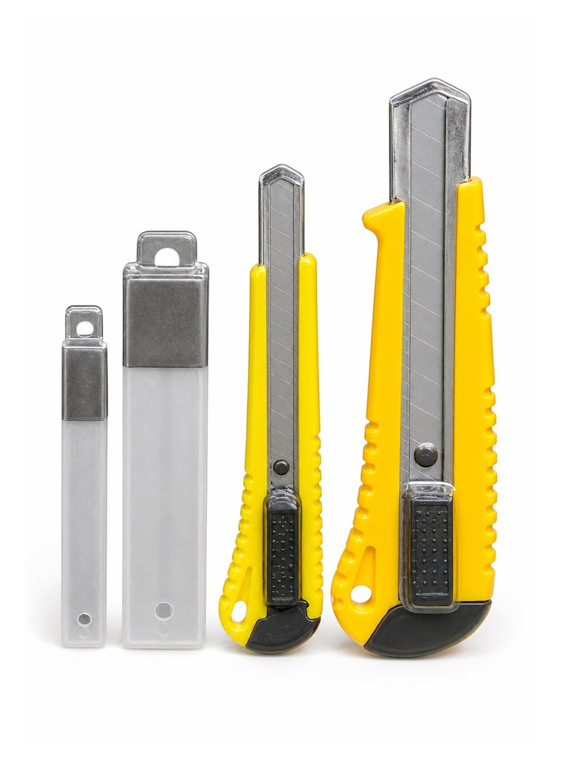 Utility Knife Cutter Set 2PCS with Extra Blades – Small & Large Sharp Box Cutters with Auto-Lock Design, 5 Extra Blades for Each Size, Precision Cutting Tools for Cardboard, Paper, DIY & Office Use - Image 2