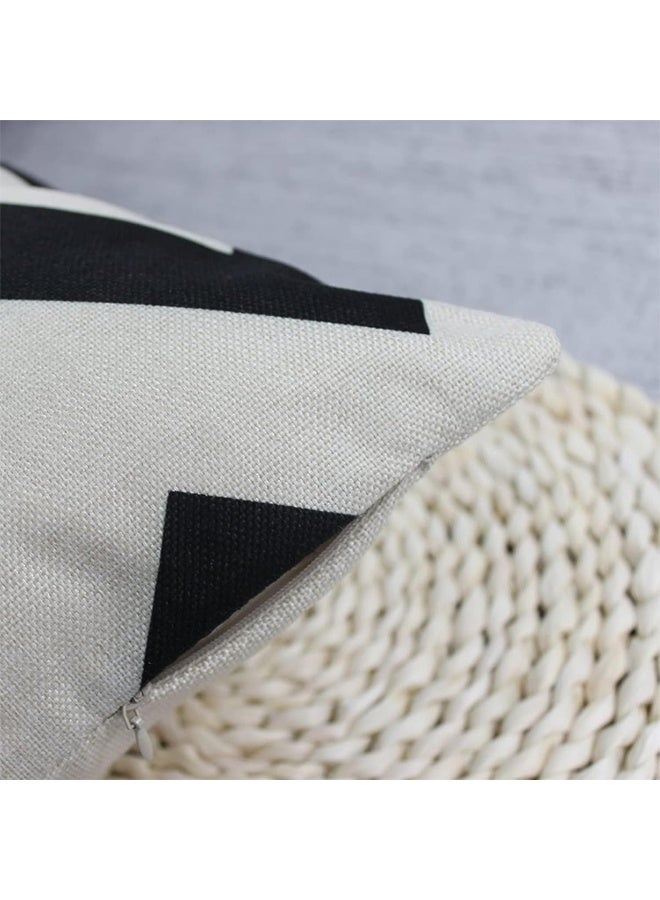 DUNISO Set of 4 Throw Covers Black， Linen Geometric Throw Pillow Covers，Square Pillowcases Linen Cushion Cases with Invisible Zipper for Outdoor Garden Bench Living Room Decor，18x18inch - Image 3