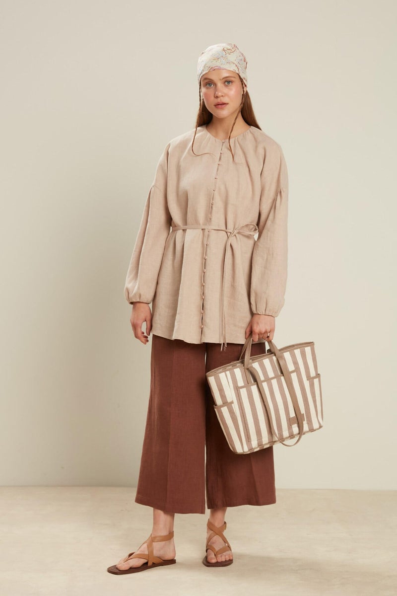 Manuka Linen Balloon Sleeve Shirt Natural  - Image 1