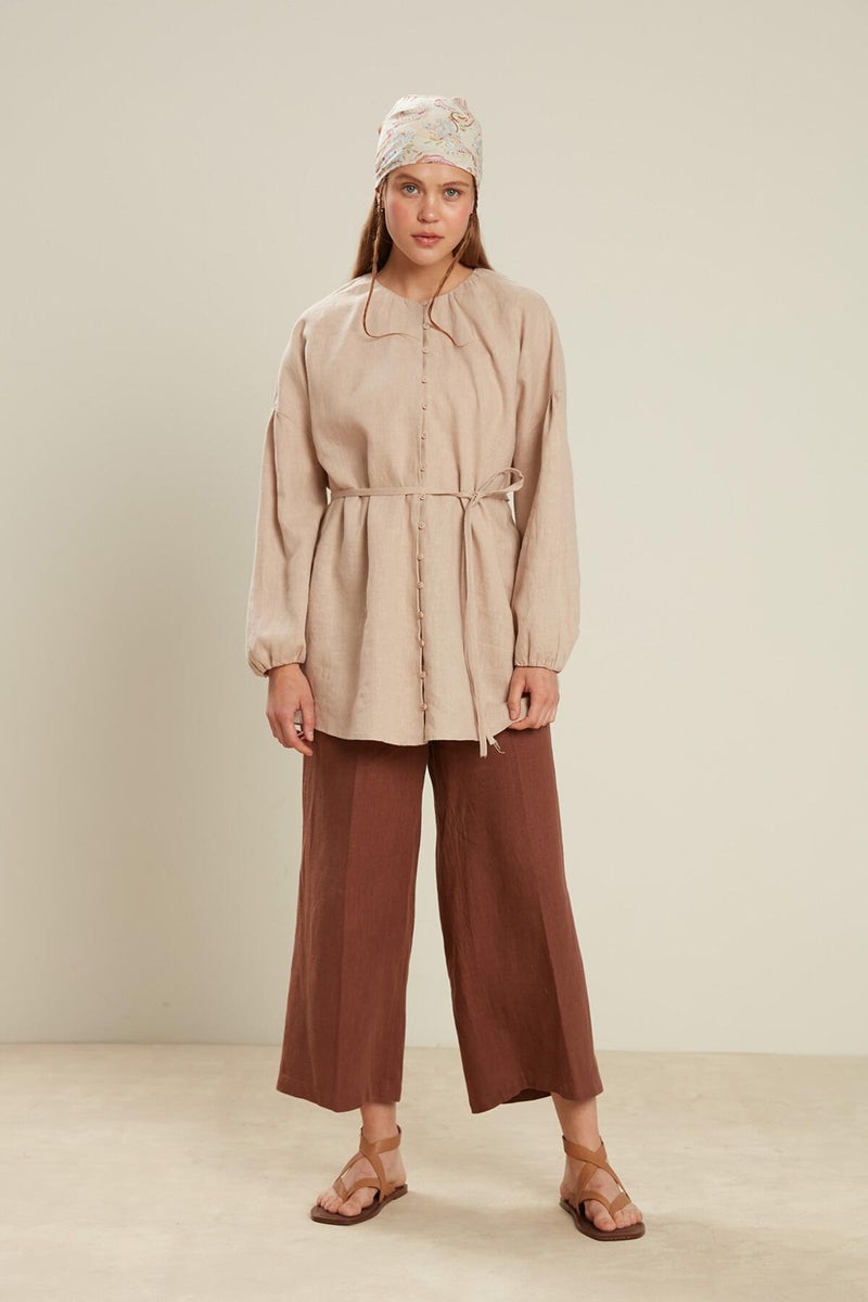 Manuka Linen Balloon Sleeve Shirt Natural  - Image 5