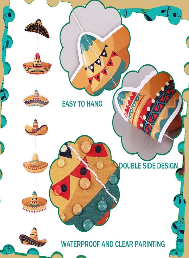 Moukeren 8 Pcs Mexican Fiesta Party Decorations Mexican Sombrero Party Decor Cinco De Mayo Paper Banner Sombreros Hat Garlands Mexico Fiesta Ceiling Hanging Decorations Baby Shower Birthday Supplies - Image 3