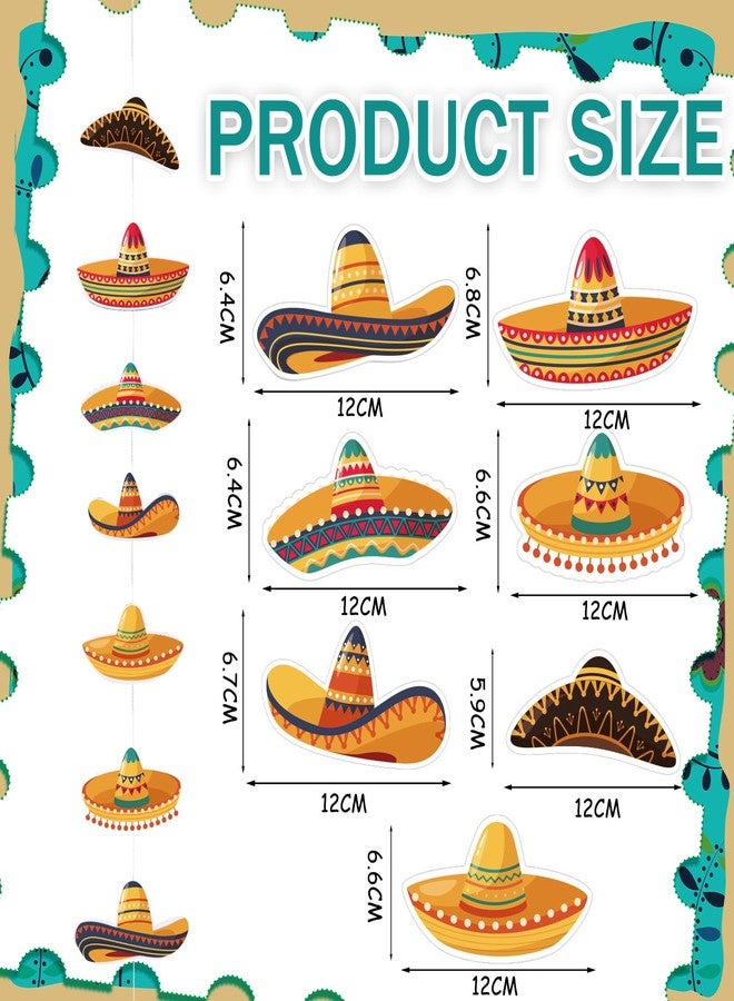 Moukeren 8 Pcs Mexican Fiesta Party Decorations Mexican Sombrero Party Decor Cinco De Mayo Paper Banner Sombreros Hat Garlands Mexico Fiesta Ceiling Hanging Decorations Baby Shower Birthday Supplies - Image 4