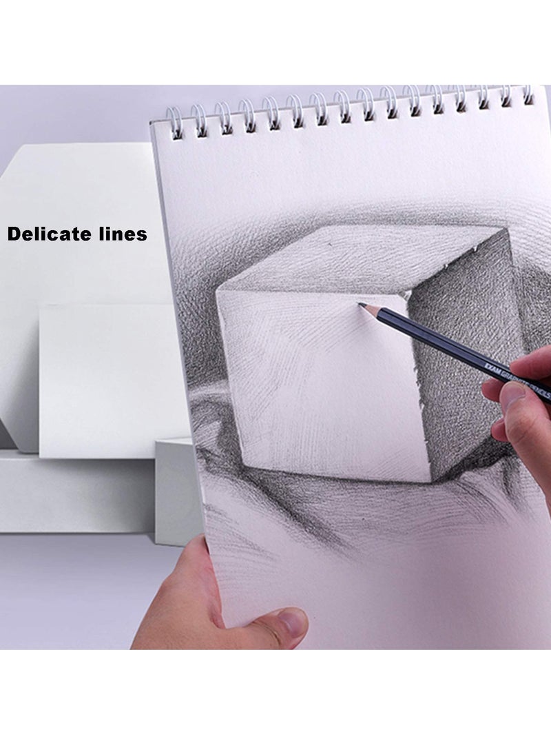 دفتر رسم، 8”X11.5” 100 صفحة (110 جرام/متر مربع)، دفتر رسم فني ملزم بشكل حلزوني، ورق رسم متين خالي من الأحماض للرسم، الطلاء، الرسم التخطيطي أو الخربشة، غلاف وردي، ورق أبيض - Image 4