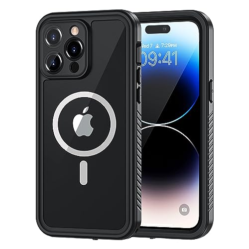 Lanhiem Magnetic for iPhone 14 Pro Max Case Waterproof Dustproof Case with Builtin Screen Protector Compatible with Magsafe Full Body Protective Cover for iPhone 14 Pro Max 67 inch Black - Image 1