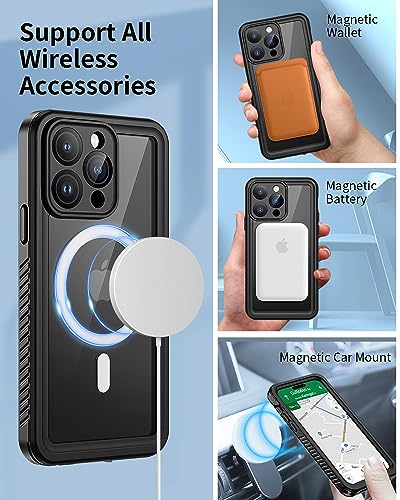 Lanhiem Magnetic for iPhone 14 Pro Max Case Waterproof Dustproof Case with Builtin Screen Protector Compatible with Magsafe Full Body Protective Cover for iPhone 14 Pro Max 67 inch Black - Image 3