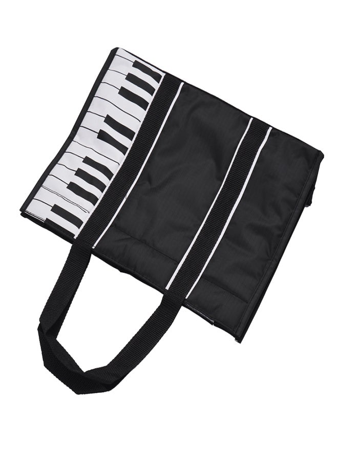 Waterproof Handbag Music Tote Shoulder Grocery Shopping Bag 5mm Cotton Padding with Piano Key Pattern  - Image 4