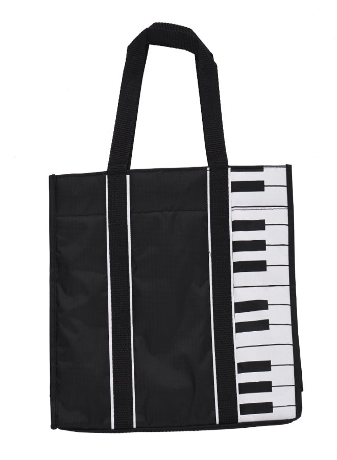 Waterproof Handbag Music Tote Shoulder Grocery Shopping Bag 5mm Cotton Padding with Piano Key Pattern  - Image 3
