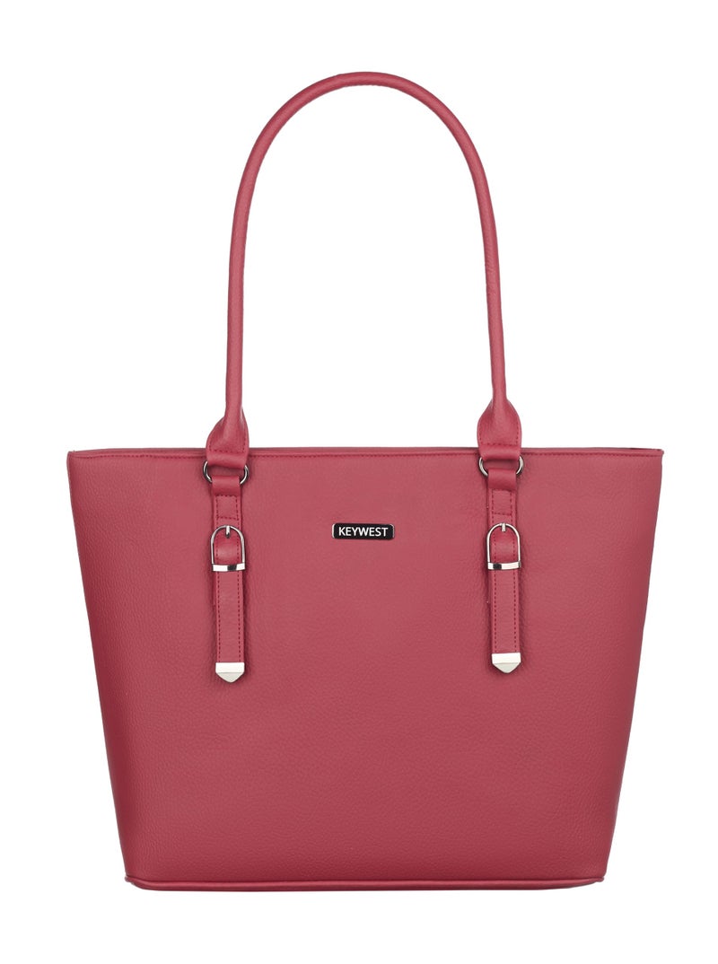 Keywest Women's Mandhana Satchel Tote Handbag for Women | Ladies purse | Stylish Shoulder Bag | Gift For Woman | Maroon - Image 2