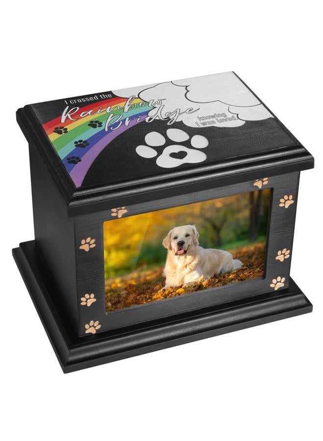 ADMLC Large Wooden Funeral Pets Memorial Urns with Photo Frame, Ashes Keepsake Memory Box for Loss Pets, Casket Burial Urn - Image 1