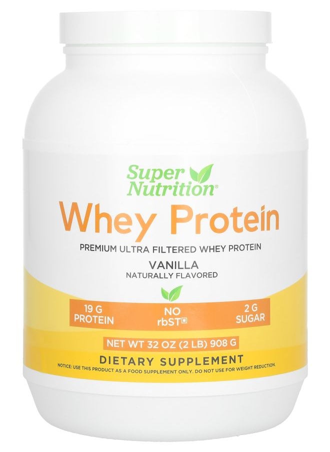Super Nutrition Ultra Filtered Whey Protein Powder Non-GMO rbST Free Vanilla 2 lb (908 g) 