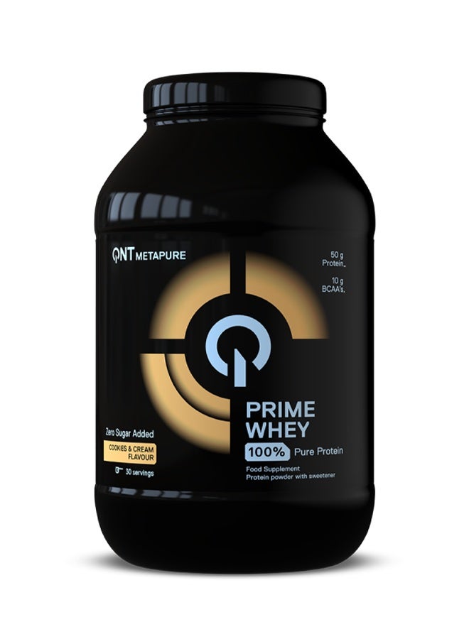 QNT PRIME WHEY PROTEIN Powder | 908g | Cookies & Cream Flavor, 84% Protein, Low Sugar, High BCAA - Image 1