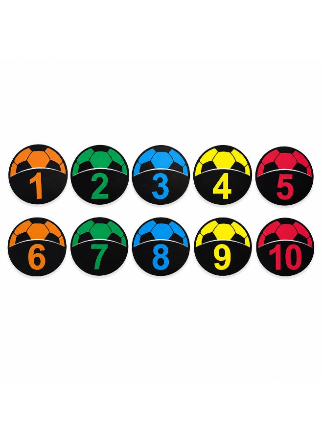 Lifetop Football Training Marker Discs Set | Numbered Agility Training Floor Markers | Non-Slip Sports Training Spots | 10 Pieces | Indoor & Outdoor - Image 1