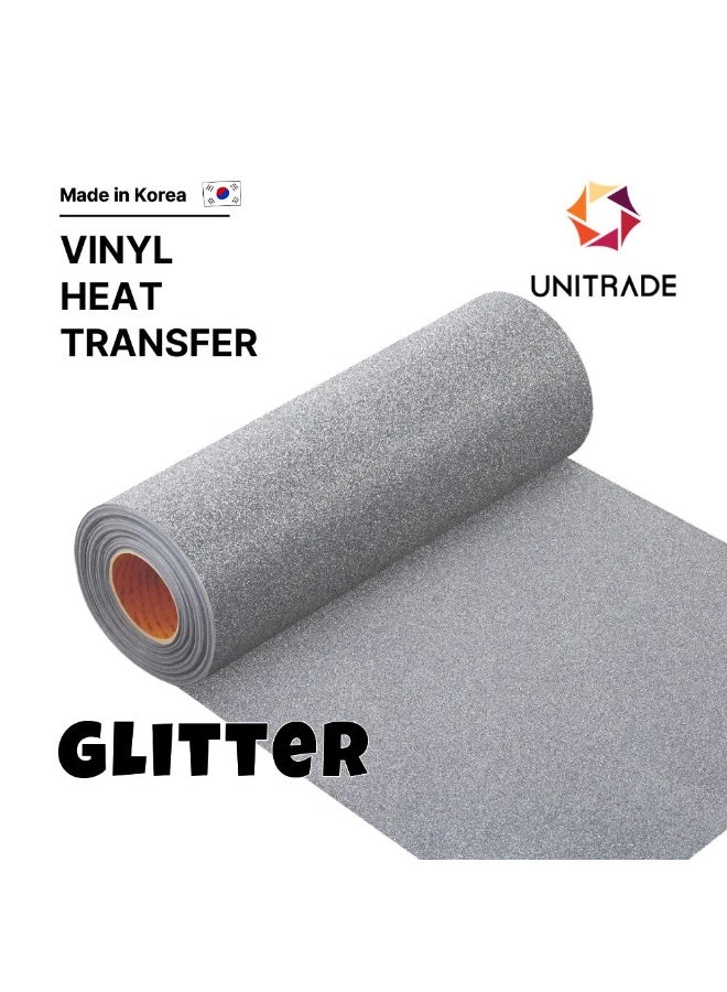 يونيترايد لفافة فينيل حراري لامع فضي من UNTRADE® – بمقاس 51 سم × 25 م / متوافقة مع أجهزة القص Cricut وSilhouette والقصّات الاحترافية / حاصلة على شهادة CPSIA / مصنوعة في كوريا - Image 1