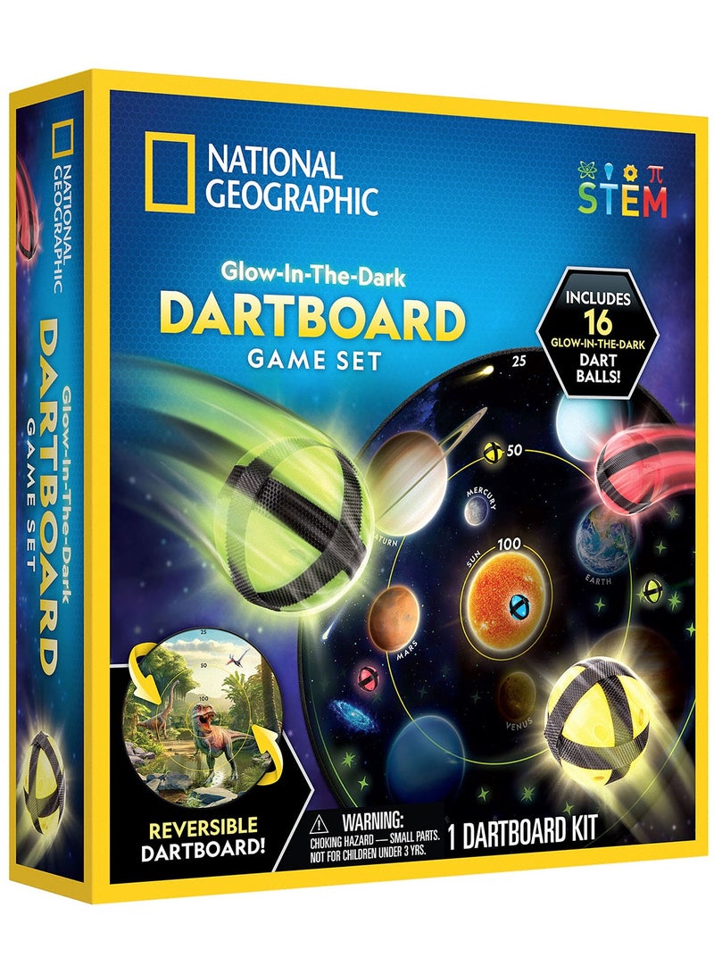 NATIONAL GEOGRAPHIC Geographic Glow-In-The-Dark Dartboard Game Set - Image 1