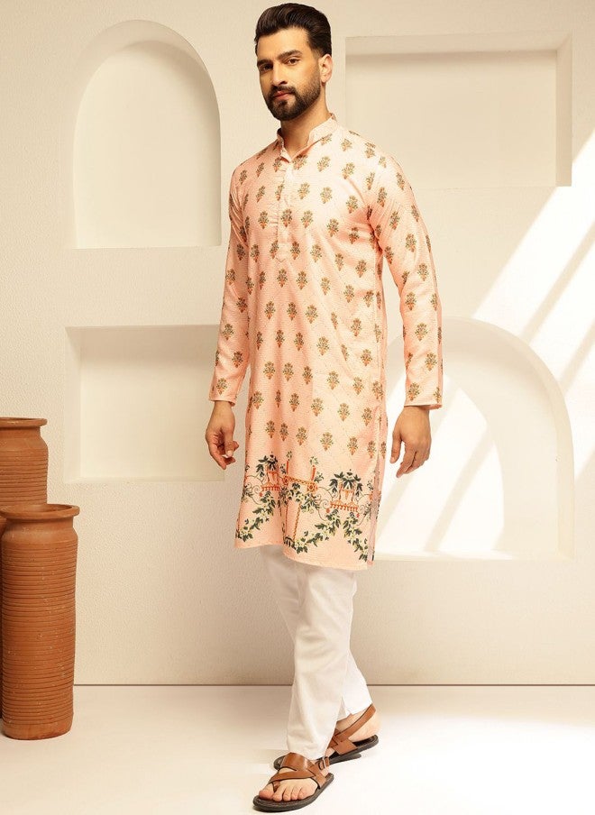 Sojanya Ethnic Motifs Embroidered Pure Cotton Kurta Set for Men - Image 4