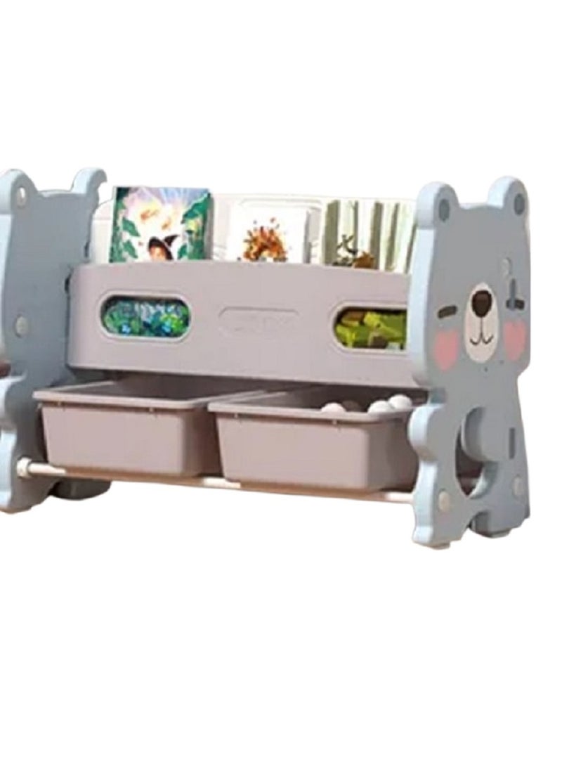 فول جوي رف كتب عملي ومبتكر من طبقتين للتخزين، رف كتب + تخزين اثنين في واحد,رف ألعاب متعدد الأغراض  لتنظيم الألعاب في غرفة اللعب وغرفة النوم والرعاية النهارية والحضانة - Image 1