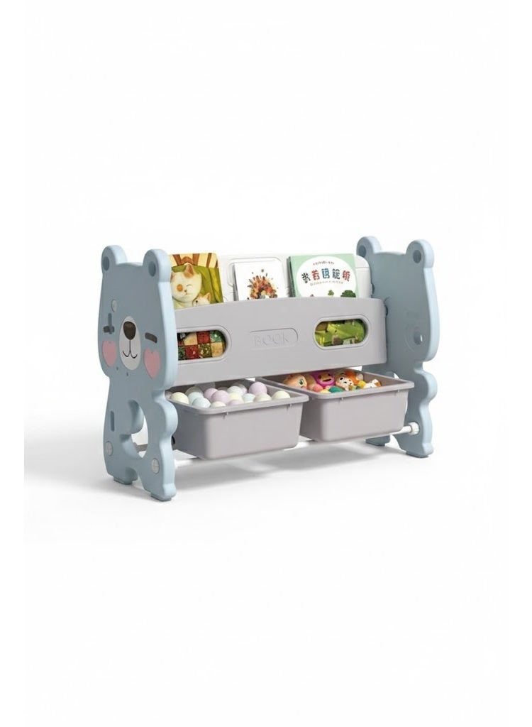 فول جوي رف كتب عملي ومبتكر من طبقتين للتخزين، رف كتب + تخزين اثنين في واحد,رف ألعاب متعدد الأغراض  لتنظيم الألعاب في غرفة اللعب وغرفة النوم والرعاية النهارية والحضانة - Image 5