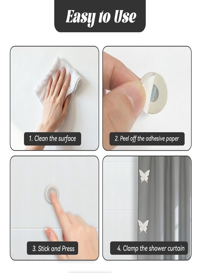 Vaszu Magnetic Silicone Shower Curtain Clips for Liner, Self Adhesive Windproof Splash Holders Prevent Water Splashing Out Keep Curtain Liner Closed to Wall Shower Curtains Keeper for Home 3 Packs White - Image 4