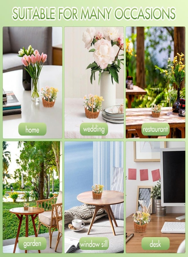 يو كيه كوكو سلال تخزين صغيرة منسوجة من قطعتين من UKCOCO بمقابض | سلال زهور صغيرة من الخيزران لهدايا الحفلات، وديكور المنزل، والأعمال اليدوية، وحفلات الزفاف وأعياد الميلاد، 2.75 × 2.75 × 2.08 بوصة - Image 5