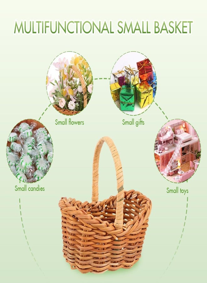 يو كيه كوكو سلال تخزين صغيرة منسوجة من قطعتين من UKCOCO بمقابض | سلال زهور صغيرة من الخيزران لهدايا الحفلات، وديكور المنزل، والأعمال اليدوية، وحفلات الزفاف وأعياد الميلاد، 2.75 × 2.75 × 2.08 بوصة - Image 4